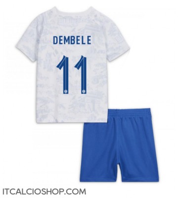 Francia Ousmane Dembele #11 Seconda Maglia Bambino Mondiali 2022 Manica Corta (+ Pantaloni corti)